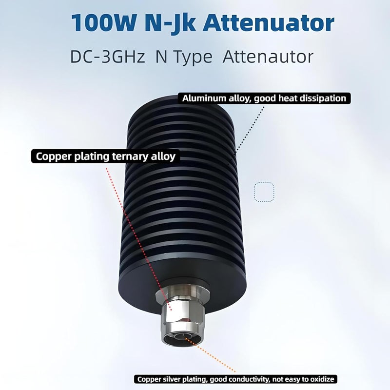 BECEN 100W N Type RF Fixed Attenuator,High Power 100 Watt DC to 3Ghz 50 Ohm Attenuator,30dB Coax Attenuators for Signal Control & Testing (100W N 30DB) - Image 4
